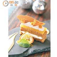 Oranges & Cream<br>看似普通的香橙蛋糕，其實分開多個工序炮製成香橙啫喱、香橙椰子薄脆及香橙忌廉，再組合成不甜不膩的蛋糕。