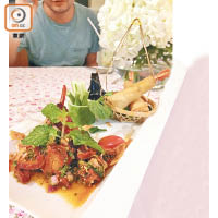 前菜為泰式香草煮鴨肉（約HK$30）和炸蝦春卷（約HK$32），十分惹味。