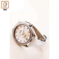SEAMASTER AQUA TERRA 150M 38.5mm鑽石配白色短吻鱷魚皮錶帶不銹鋼腕錶 約$12.5萬