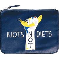 深藍色Riots not diets×香蕉圖案手提包 $60