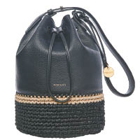 黑色皮革拼黑色日本紙草Weekend Bucket Bag $2,390