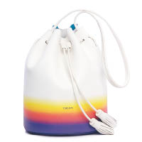 白色皮革綴黃橙紫色間紋Fantasia Bucket Bag $1,990
