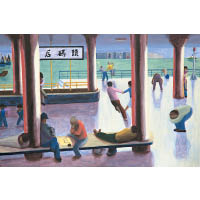 《后碼頭》作品呈現昔日皇后碼頭的悠閒景象，原來是楊學德想像出來的畫面。