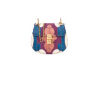 Drew米×紫×藍色麖皮拼貼圖案手袋 $18,020