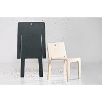 B-side Chair<br>靈感源自人類的雙重性格，椅子正面的木材經油漆烤漆處理，細緻光滑；背面則鑲嵌了鋼鐵，粗糙堅硬，形成強烈對比。