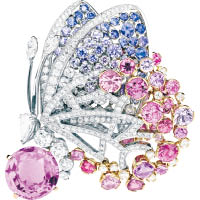 Apollon Butterfly白金鑲粉紅藍寶石、紫色藍寶石及鑽石胸針 個別定價