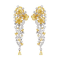 Jasmine 18K白金耳環、鑲有淡黃鑽石及共重12卡鑽石
