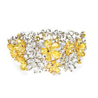 Jasmine 18K白金手鏈、鑲有淡黃鑽石及共重25卡鑽石