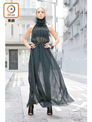 Bardot黑色雪紡連身裙 $4,300