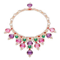 Bulgari Colour Treasures Extravaganza粉紅金紅碧璽、綠寶石、尖晶石鑽石頸鏈 未定價（B）