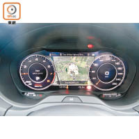Audi Virtual Cockpit全數碼化系統，達到12.3吋的屏幕非常清晰易讀。