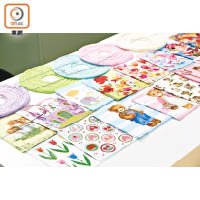 Workshop提供的紙餐巾圖案款式眾多，任君選擇。