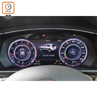 12.3吋Active Info Display全數碼儀錶板可提供豐富行車資訊，包括前輪轉向角度。