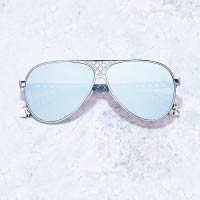 Maverick冰藍色金屬鏡框綴格子鏤空設計配藍色水銀鏡片 $1,400