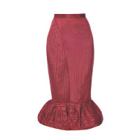 Alpina棕紅色配喇叭裙邊鉛筆半截裙 $5,300
