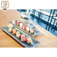 想品嘗即製手握壽司，可到立吞壽司區點一客5款的壽司盛合（$88/份）。