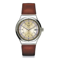 Sistem Earth銀色錶面配啡色皮帶腕錶 $1,600