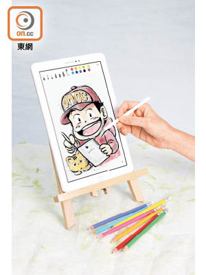試用Galaxy Tab A的《Art Canvas》嚟繪畫，由於S Pen支援感壓功能，筆觸粗幼和色彩漸變都相當仔細，加上筆頭的軟膠在玻璃繪圖時唔會太滑，手感不俗。<br>售價：$2,698