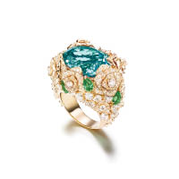 PIAGET Mediterranean Garden 18K玫瑰金鑲嵌藍綠色電氣石、綠色電氣石、鑽石戒指 個別定價（A）
