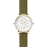 HAGEN橄欖綠色錶帶兩地時間腕錶 $1,998