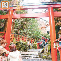 貴船神社中宮供奉結緣之神，吸引不少情侶結伴前來。