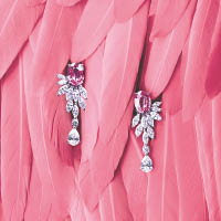 18K白金鑲飾粉紅色藍寶石及鑽石耳環