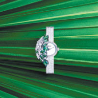 18K白金鑲飾哥倫比亞祖母綠寶石及鑽石腕錶