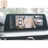 車載環視系統不但可展示鳥瞰視角，甚至可運算出車身周邊的3D環視影像。