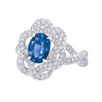 Twisting Glamour橢圓形藍寶石及鑽石戒指，鑲有1顆2.10卡橢圓形藍寶石及鉑金。 $98,000