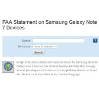美國聯邦航空局於去年9月8日建議旅客，在機上勿使用或託運Note 7。