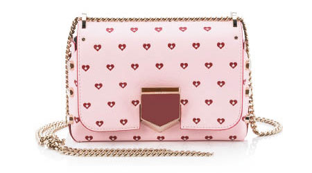 JIMMY CHOO粉紅色心形圖案斜孭手袋 $12,800（A）