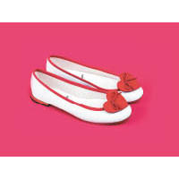repetto白色襯紅色心心芭蕾舞鞋 $2,950（D）