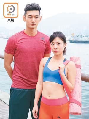 （蘇伊俊）Climalite®  Freelift短袖上衣 $299、Climalite®運動短褲 $259、（Jackie）High Support Climachill®、Committed Sports Bra $399、Climalite®緊身褲 $599