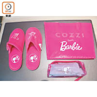 Barbie客房內的拖鞋、Tote Bag同護理套裝都可免費拎走。