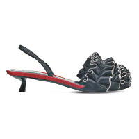 MARCO DE VINCENZO黑色色丁Ruffles涼鞋 $4,200（B）