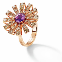 Damiani Margherita玫瑰金、啡鑽及紫晶戒指。 HK$24,900（C）