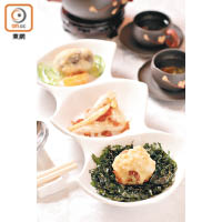 潮汕三式拼盤<br>一次過可以吃到生炸活蝦棗、XO醬野生魷魚及家鄉炸粿肉，每款都是巧手菜式。