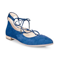 ECCO藍色綁帶尖頭芭蕾舞鞋 $1,699（B）