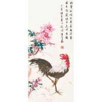 展覽展出了頤園書畫會會員共152套作品，此畫作乃陳志威的《國色雄雞》。