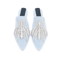 SANAYI 313淺藍×銀色立體蜘蛛裝飾Mule Shoes $9,600（B）