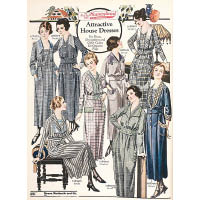 圖中可見，1920年的家居服也是採用Gingham雙色方格布料製造。