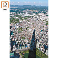 身處高達500米的Seoul Sky，所有建築物都變得一粒粒的樣子，好有積木Feel。