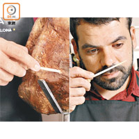 專業的火腿切割師會利用牛骨插入豬腿，然後聞一聞，以香氣鑑定其成熟程度。