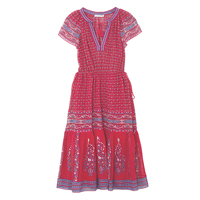 Ulla Johnson紅×藍色民族圖案連身裙 $6,995（B）