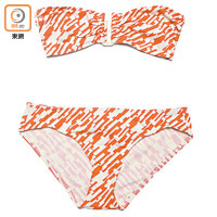 ERES橙×米白色幾何圖案Bandeau Top $1,795、泳褲 $1,165（C）