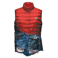 Greg Lauren×Moncler Collide紅色羽絨×藍色丹寧布拼接背心 $27,000（A）