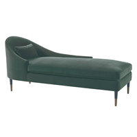 Serene Chaise<br>躺椅的弧形手臂來自一個經典的50年代設計，配以優雅的錐形金屬脚，格外華麗。