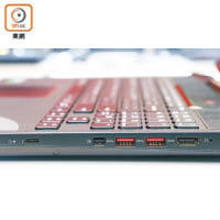 機側備有多組連接介面，包括USB Type-C、HDMI、USB 3.0等。