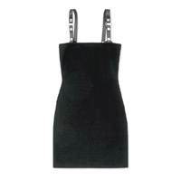 黑色皮革吊帶連身裙 $6,399