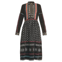 DODO BAR OR黑色民族圖案刺繡絲絨連身裙 $7,292（C）